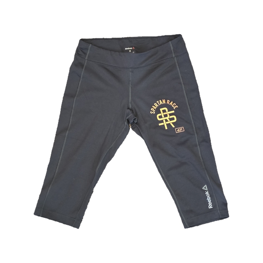 Reebok Grey Capri Leggings with Orange Spartan Logo